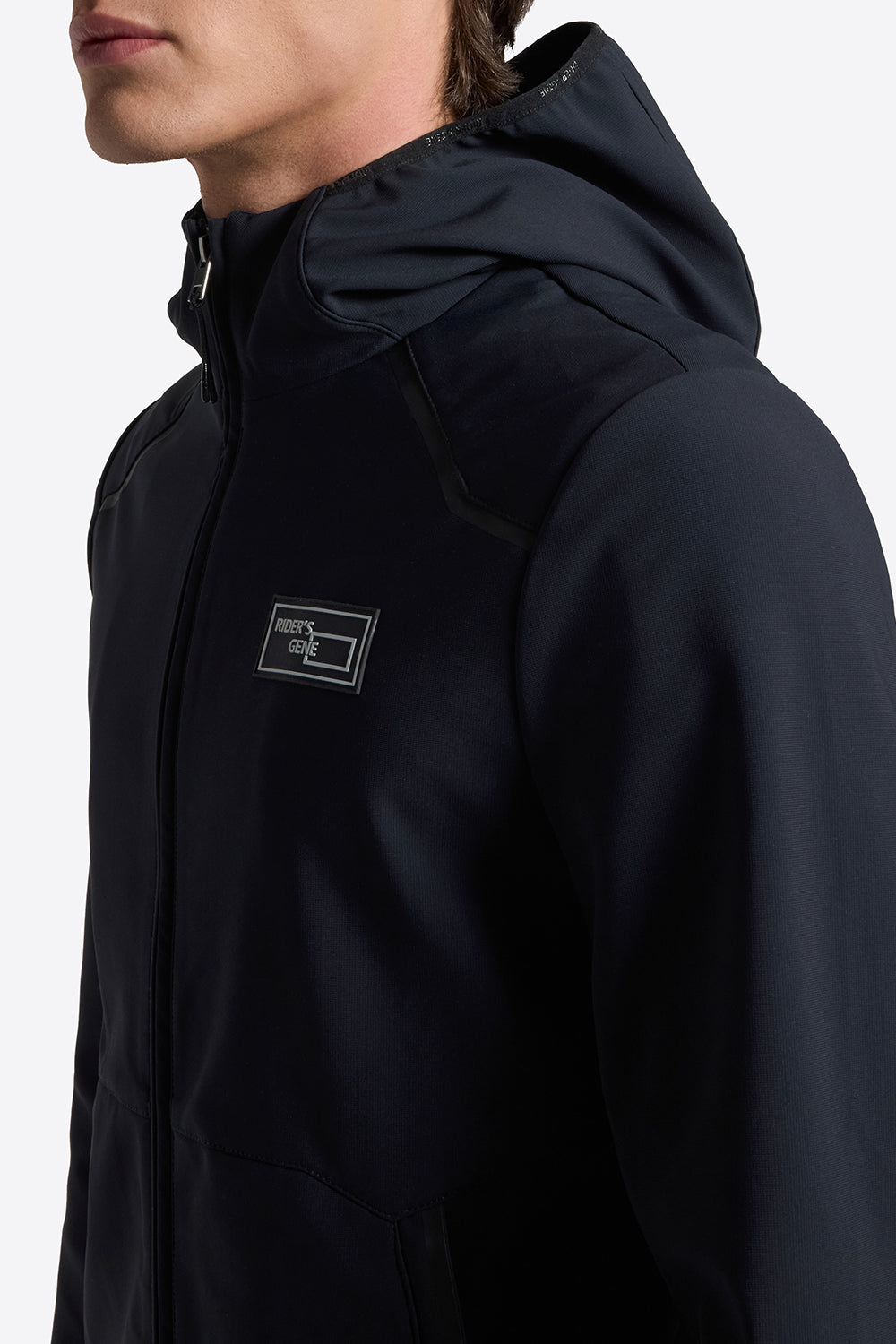Riders Gene Mens Bonded Jaquard Jersey Hooded Jacket Navy
