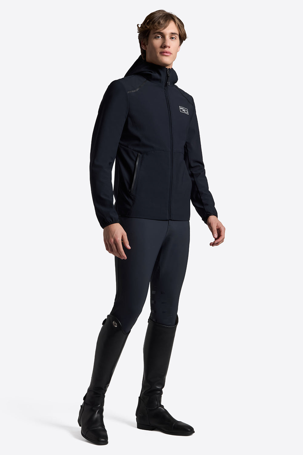 Riders Gene Mens Bonded Jaquard Jersey Hooded Jacket Navy
