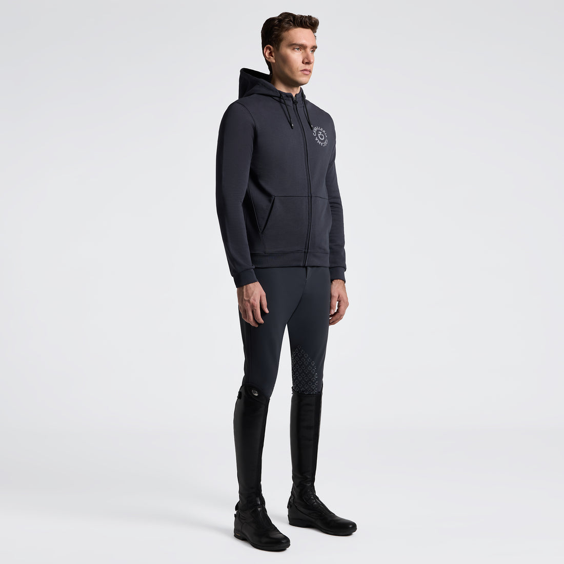 Cavalleria Toscana  Cotton  Embroidery Logo Zip Hoodie