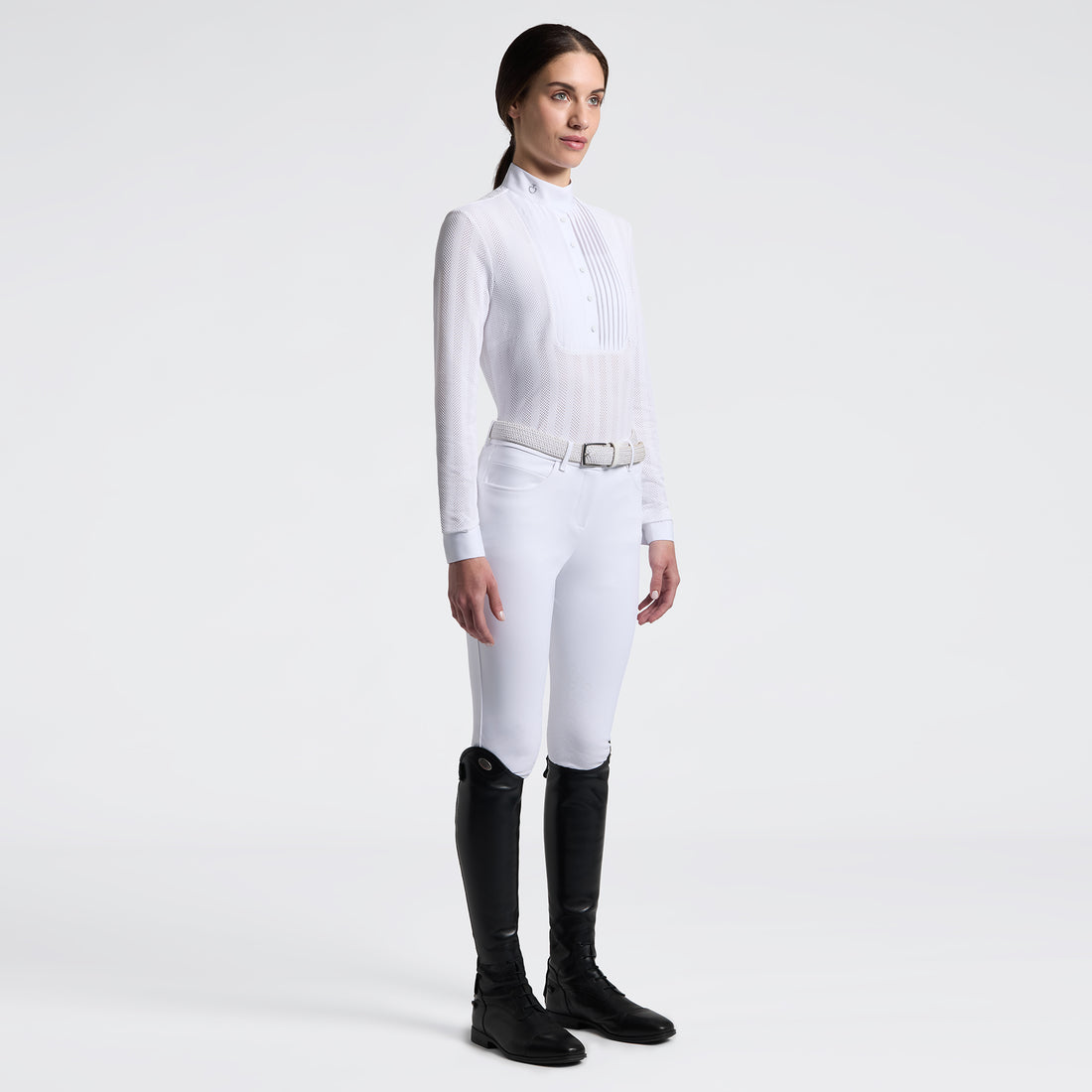 Cavalleria Toscana women’s long sleeve Jacquard Jersey Competition Shirt White