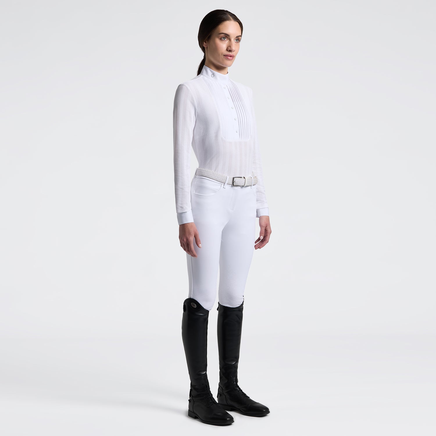 Cavalleria Toscana women’s long sleeve Jacquard Jersey Competition Shirt White