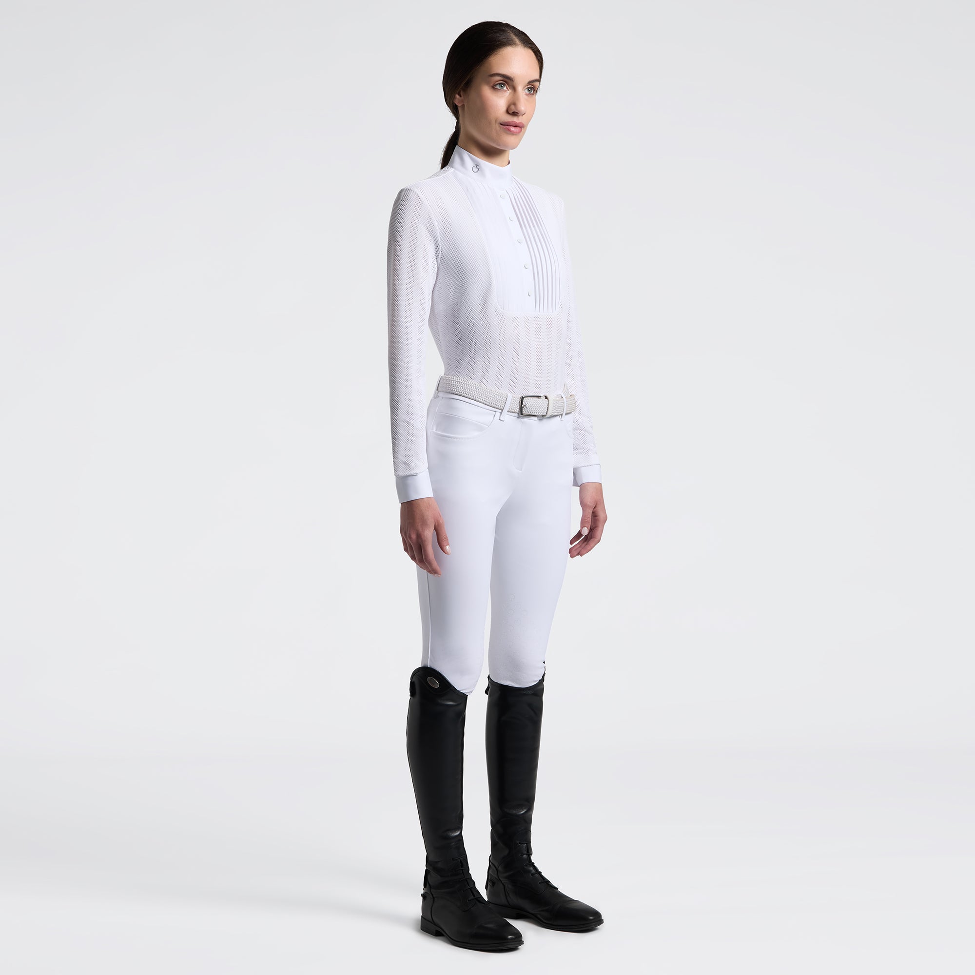 Cavalleria Toscana women’s long sleeve Jacquard Jersey Competition Shirt White