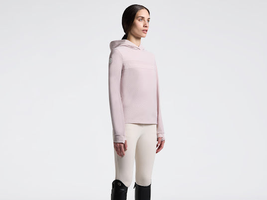 Cavalleria Toscana women’s long sleeve perforated Hooded Tech Jersey Sweatshirt in Pink