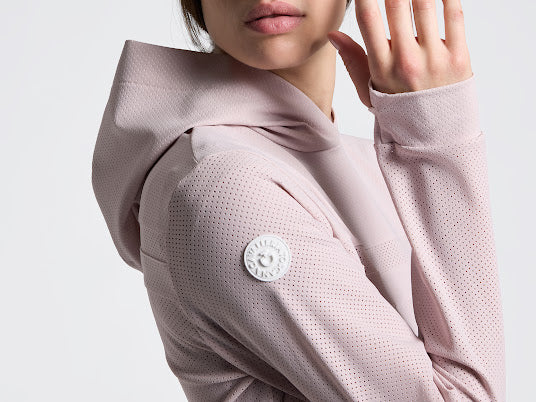 Cavalleria Toscana women’s long sleeve perforated Hooded Tech Jersey Sweatshirt in Pink