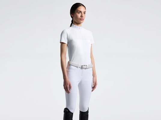 Cavalleria Toscana women’s Perforated Jersey Short Sleeve Competition Shirt in white