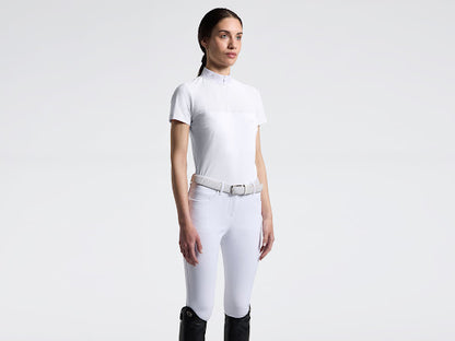 Cavalleria Toscana women’s Perforated Jersey Short Sleeve Competition Shirt in white