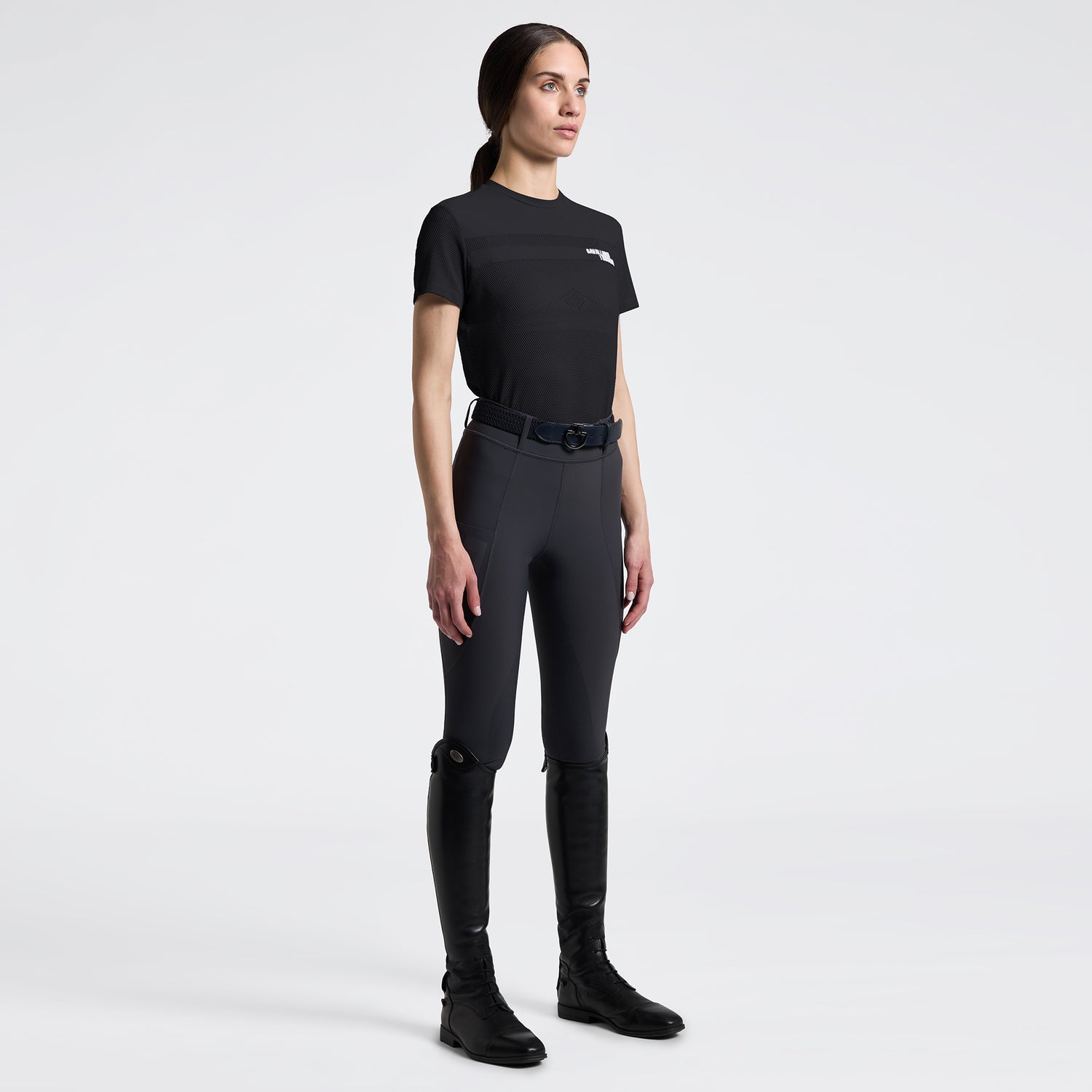 Cavalleria Toscana women’s Perforated Insert short sleeve T Shirt in Navy