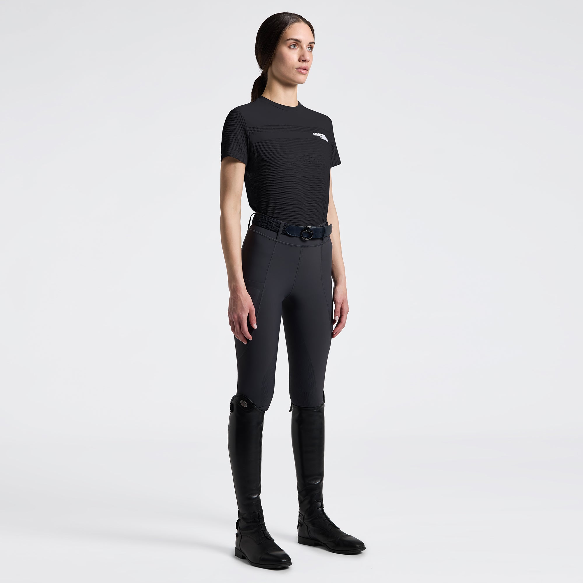 Cavalleria Toscana women’s Perforated Insert short sleeve T Shirt in Navy