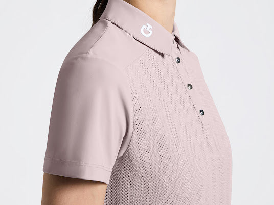 Cavalleria Toscana women’s Jacquard Jersey Insert Short Sleeve Training Polo Pink
