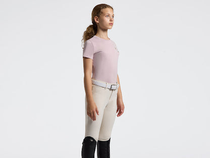 Cavalleria Toscana Young Rider Cotton T Shirt with Floral Embroidery