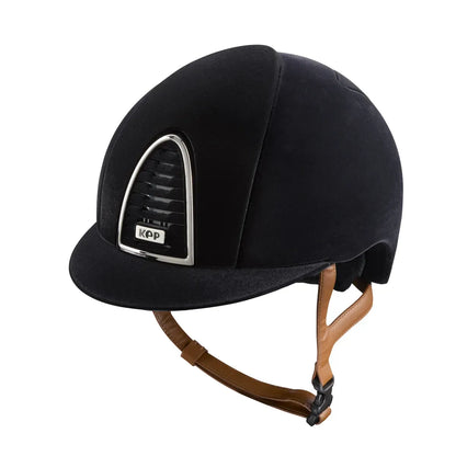 Kep Cromo 2 Velvet Riding hat with Chrome Frame and Brown Strap