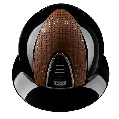 Kep Cromo 2 Brown Polish Riding Helmet with Verona Brown and Chrome panel and chrome Frame