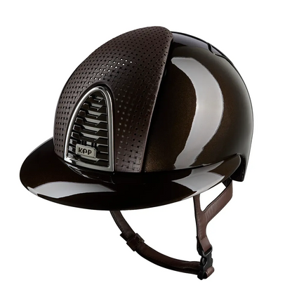 Kep Cromo 2 Brown Polish Riding Helmet with Verona Brown and Chrome Panel 