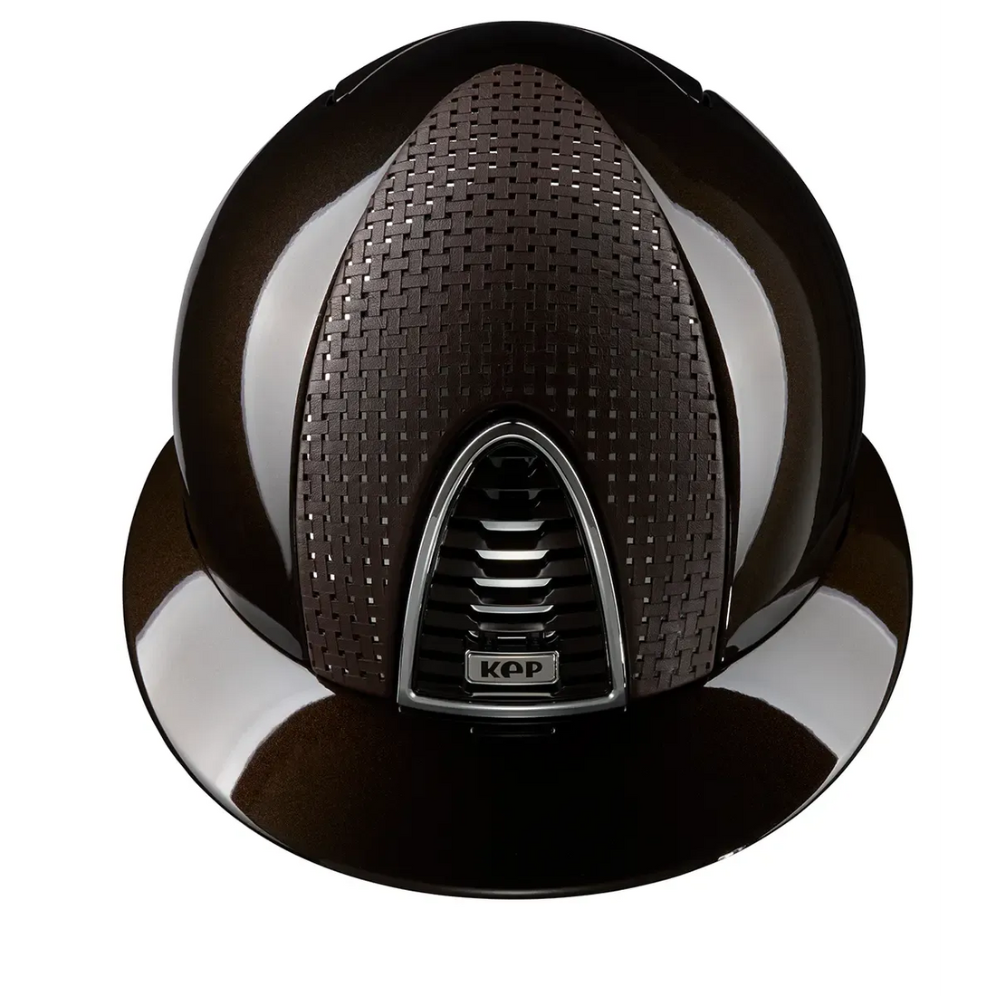 Kep Cromo 2 Brown Polish Riding Helmet with Verona Brown and Chrome Panel 