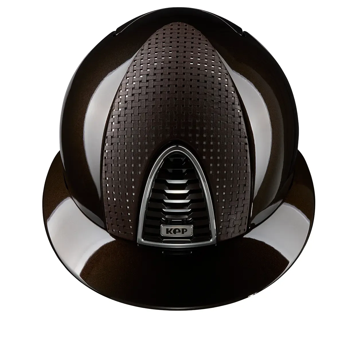 Kep Cromo 2 Brown Polish Riding Helmet with Verona Brown and Chrome Panel 