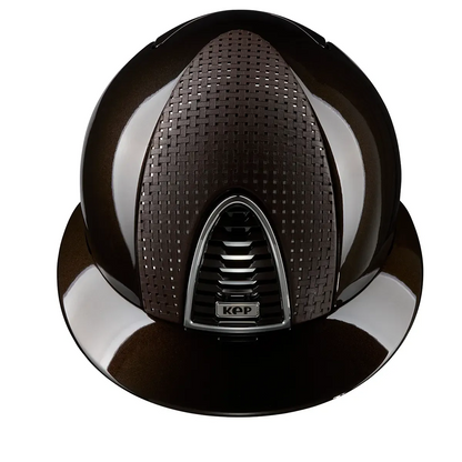 Kep Cromo 2 Brown Polish Riding Helmet with Verona Brown and Chrome Panel 