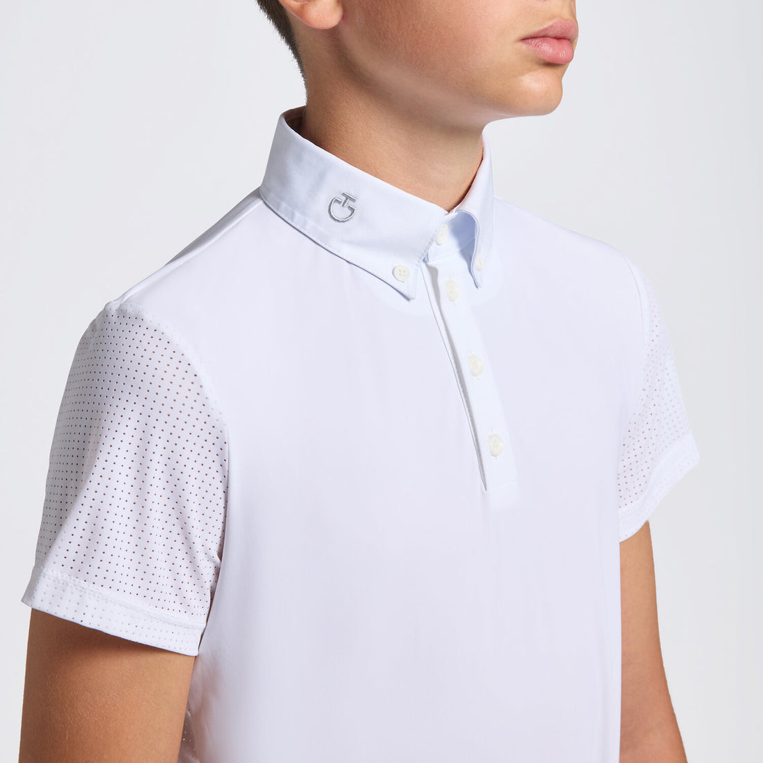 Cavalleria Toscana Boys Perforated Button Competition Shirt White