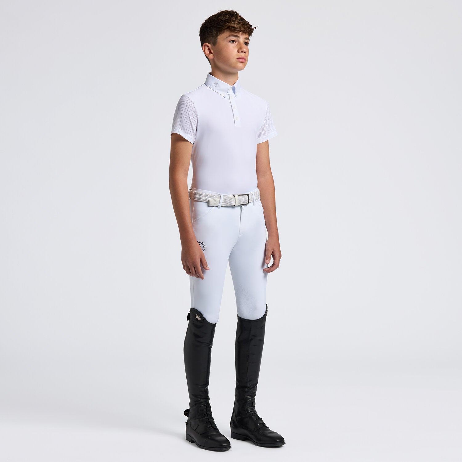 Cavalleria Toscana Boys Perforated Button Competition Shirt White