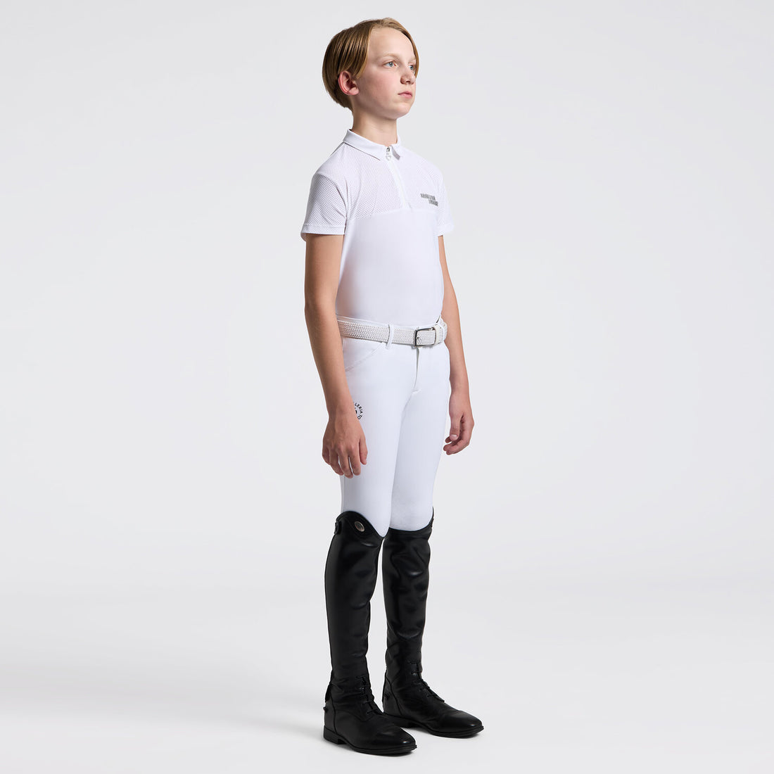 Cavalleria Toscana Boys Perforated Embriodery Competition Shirt White