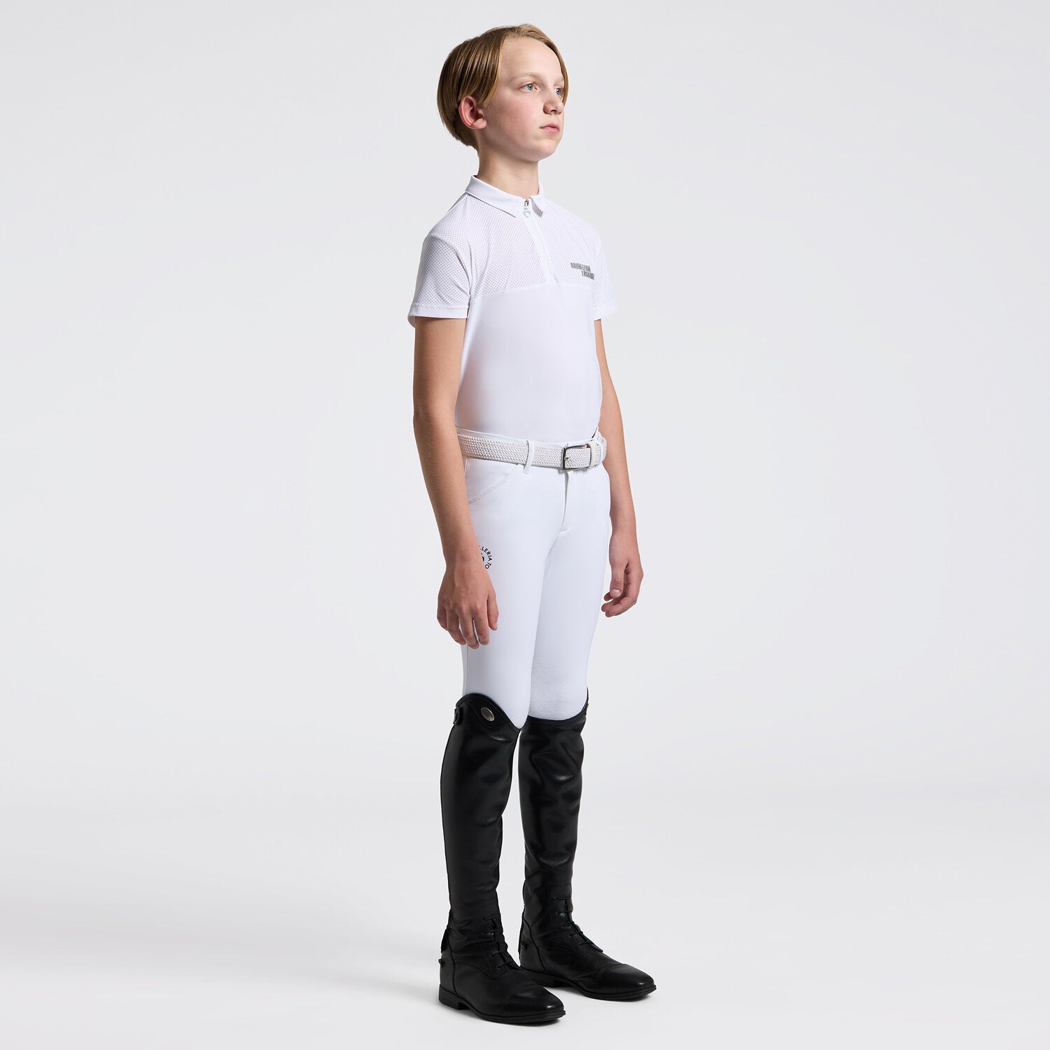 Cavalleria Toscana Boys Perforated Embriodery Competition Shirt White