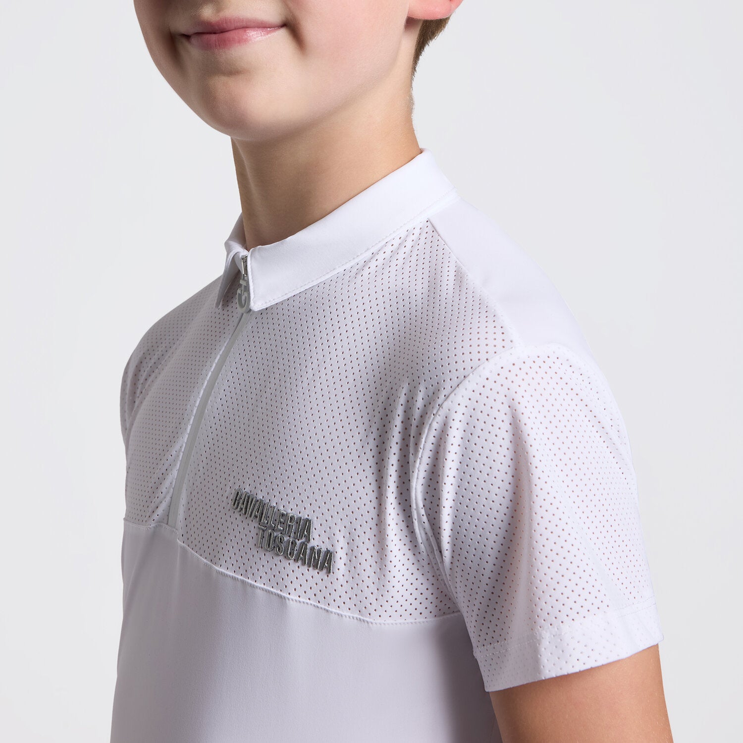 Cavalleria Toscana Boys Perforated Embriodery Competition Shirt White