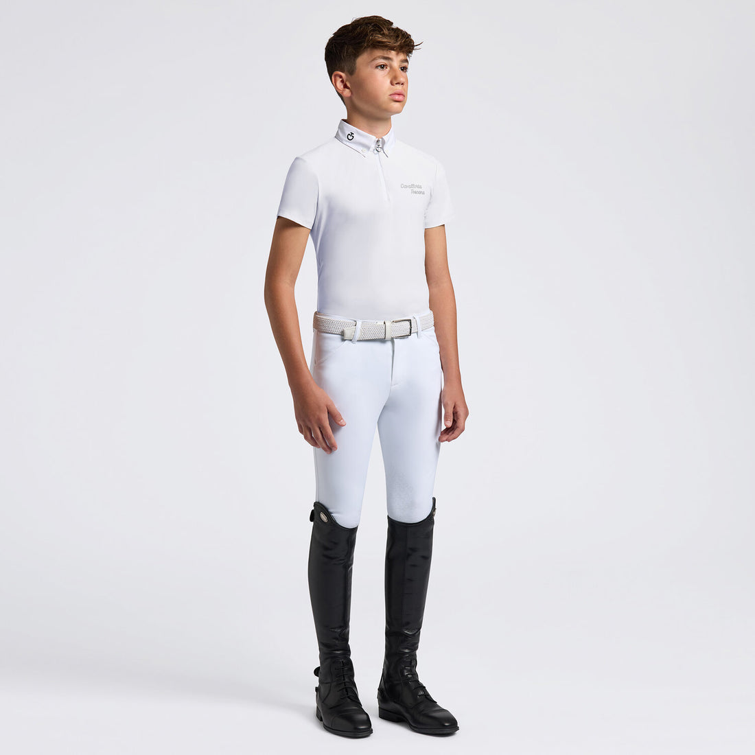 Cavalleria Toscana Boys Jersey Zip Competion Shirt White