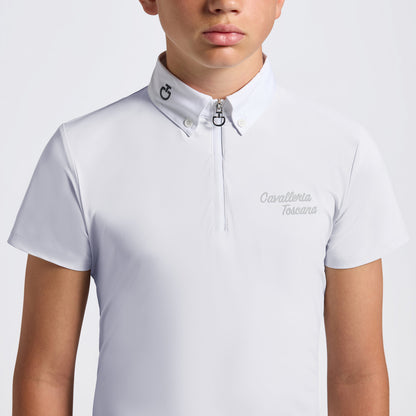 Cavalleria Toscana Boys Jersey Zip Competion Shirt White