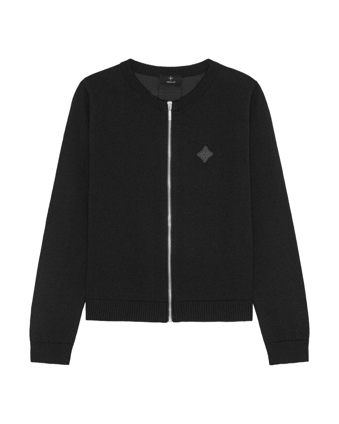 Trolle Tech Wool Full Zip Cardigan - BLACK / BLACK