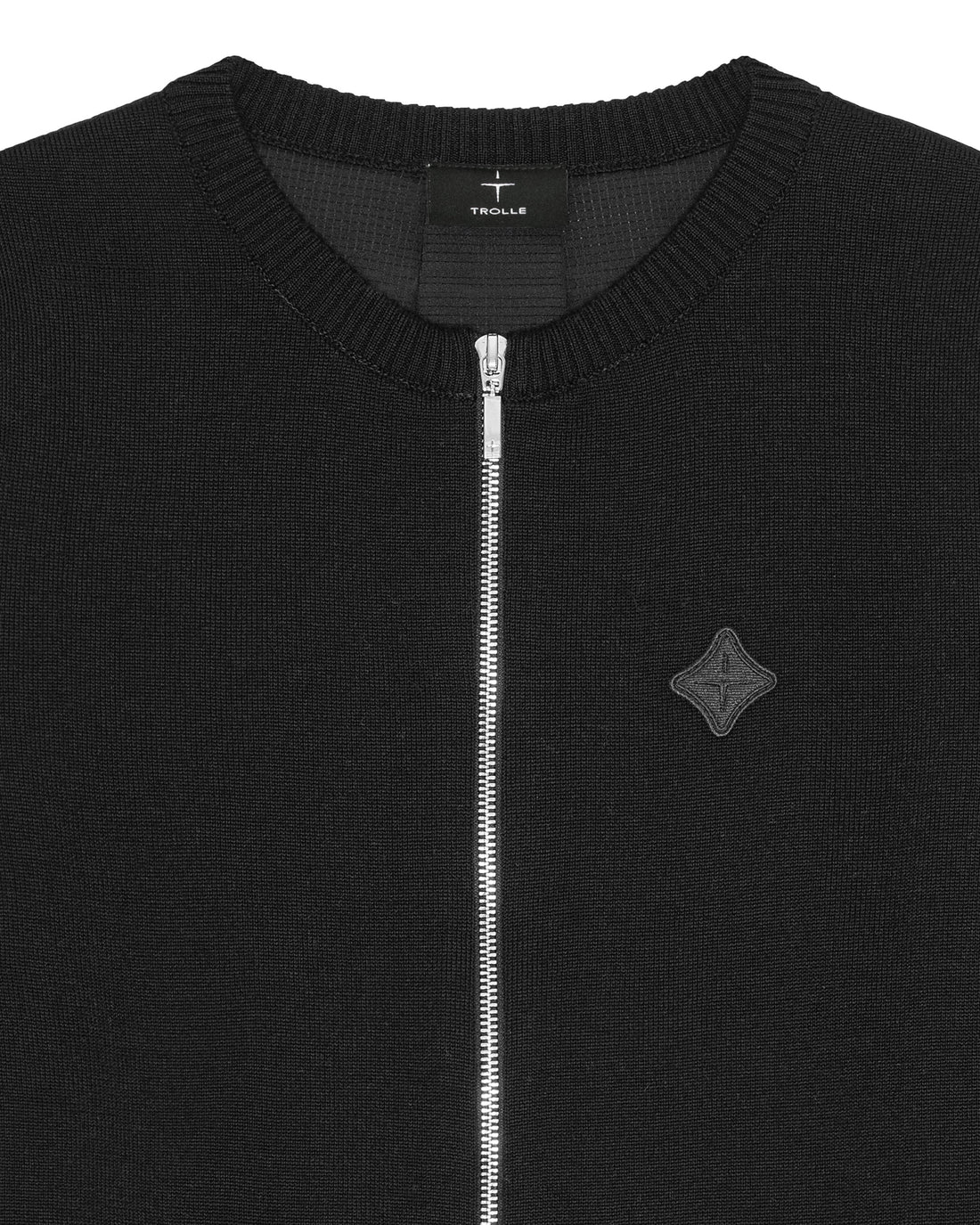 Trolle Tech Wool Full Zip Cardigan - BLACK / BLACK