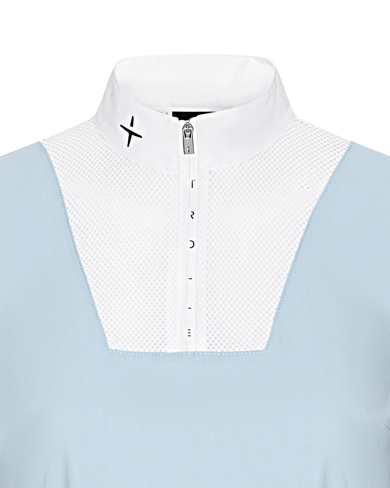 Light blue long-sleeve top on a white background