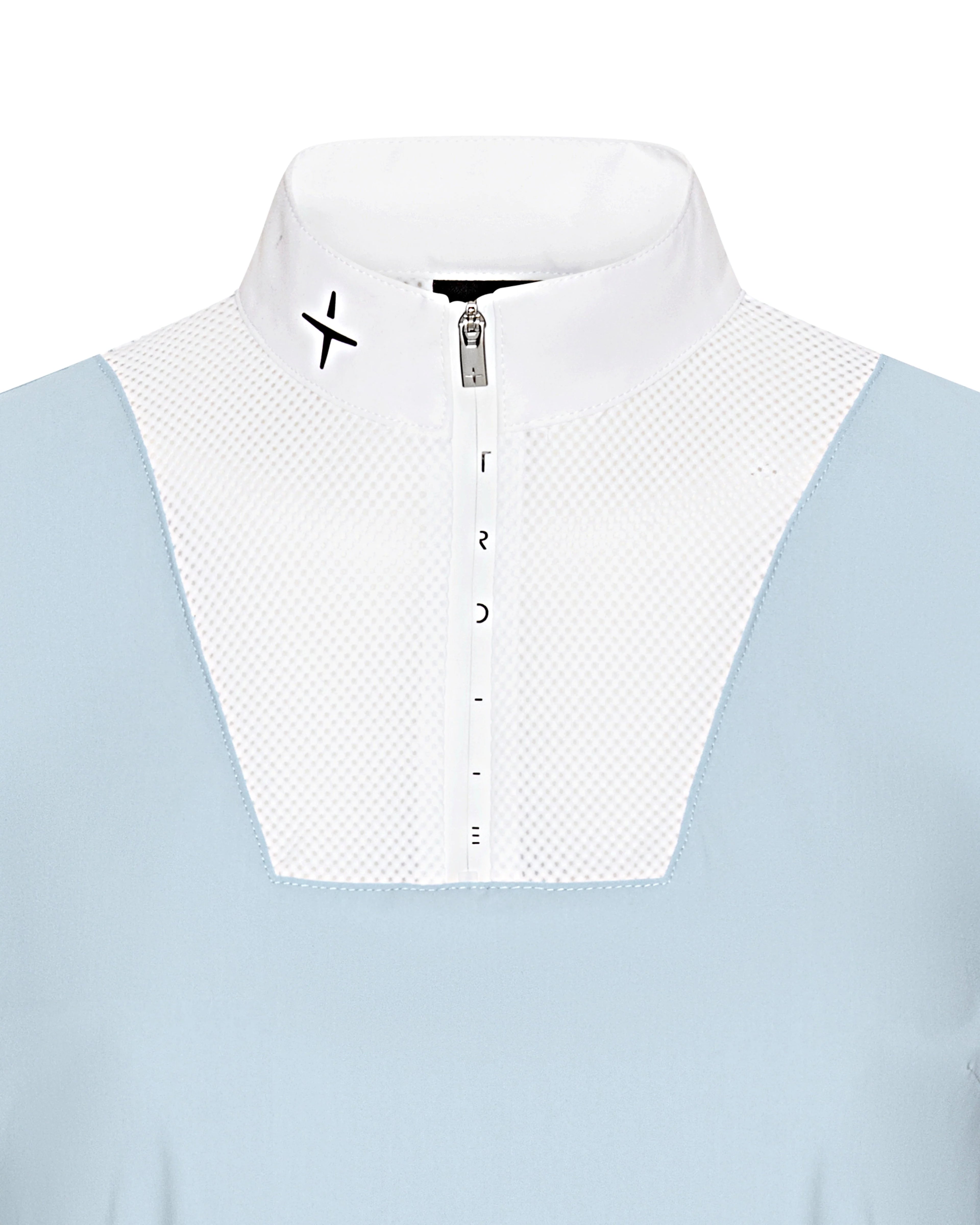 Light blue long-sleeve top on a white background