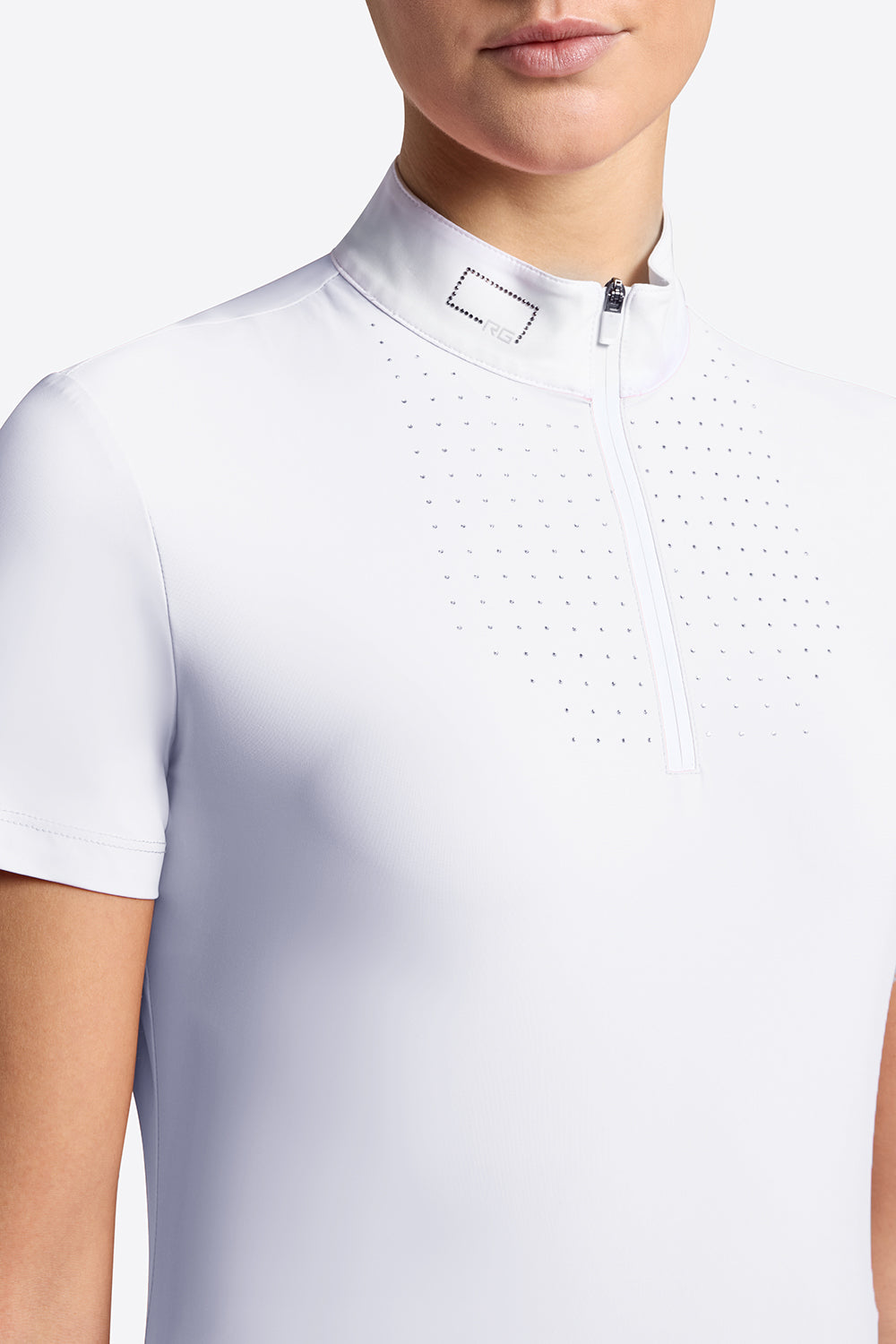 Riders Gene Women’s Strass Crystal Short Sleeve White Competition Shirt