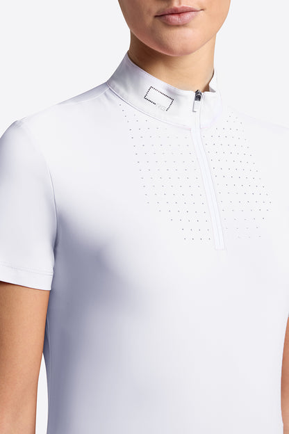 Riders Gene Women’s Strass Crystal Short Sleeve White Competition Shirt