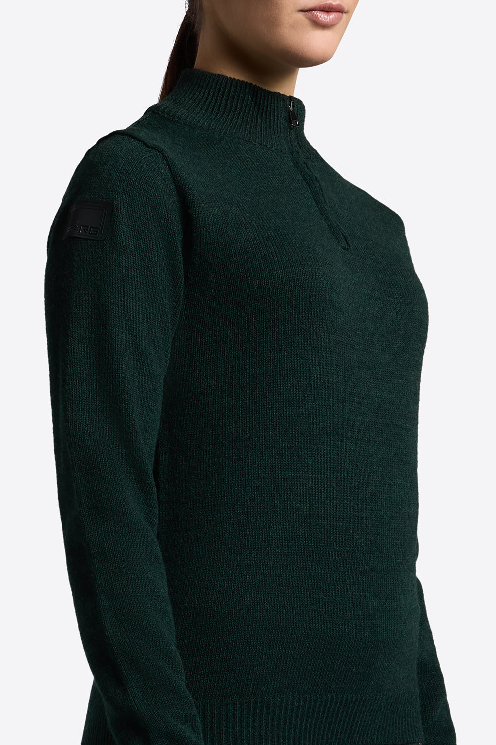 Riders Gene Women’s Wool Blend Half Zip Jumper - Deep Forest