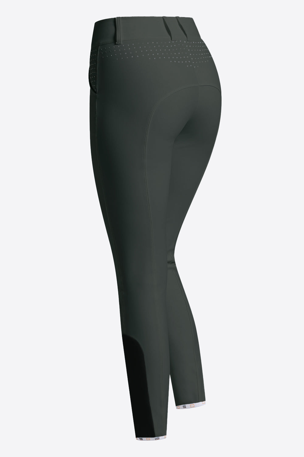 Riders Gene Women’s High Waist Strass Crystal Knee Grip Breeches - Deep Forest
