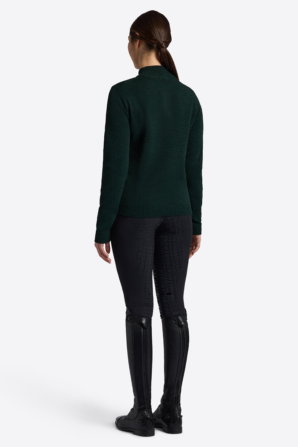 Riders Gene Women’s Wool Blend Half Zip Jumper - Deep Forest
