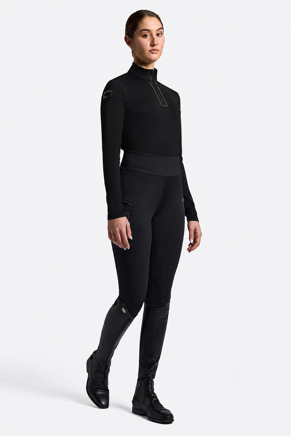 Riders Gene Women’s Strass Crystal Warm Jersey Training Top - Black