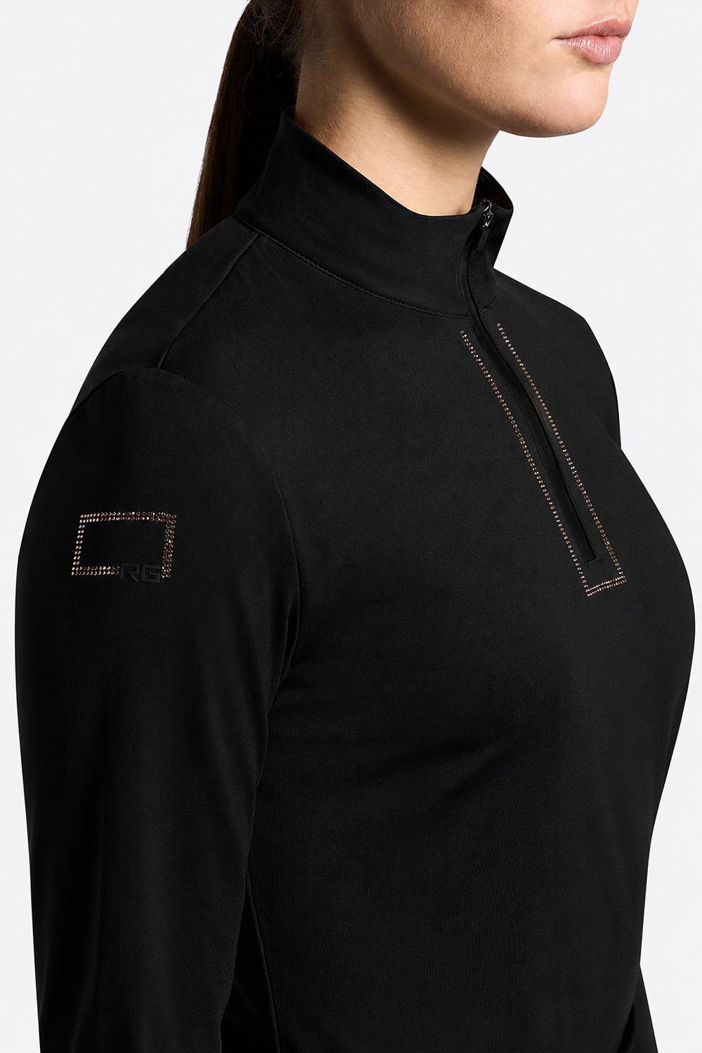 Riders Gene Women’s Strass Crystal Warm Jersey Training Top - Black