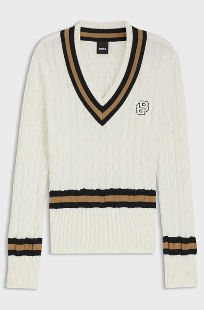 Boss Equestrian Paula V Neck Jumper - Cream