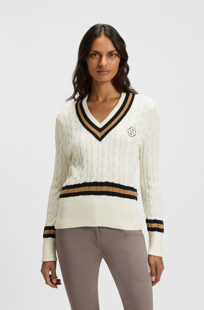 Boss Equestrian Paula V Neck Jumper - Cream