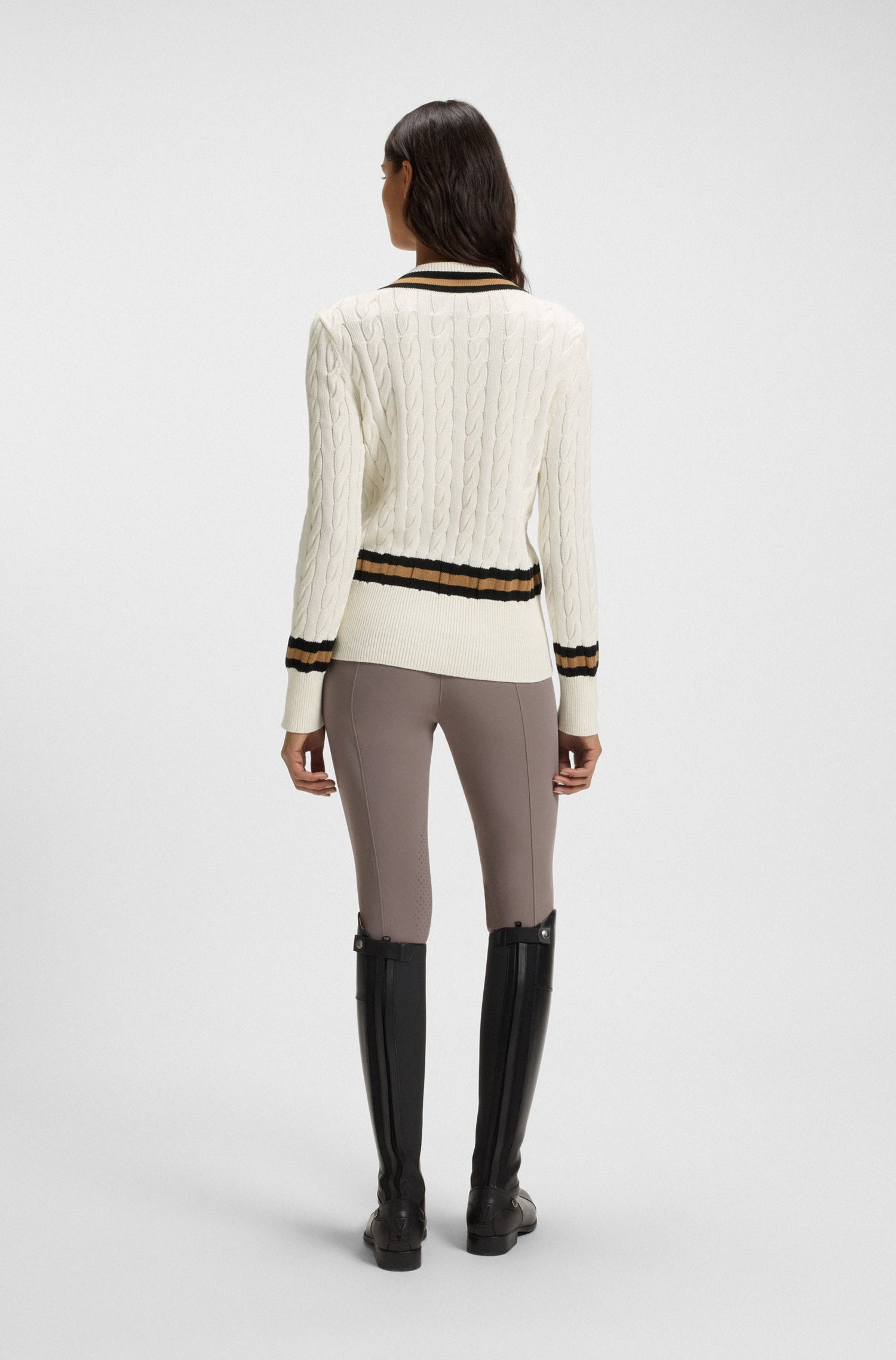Boss Equestrian Paula V Neck Jumper - Cream