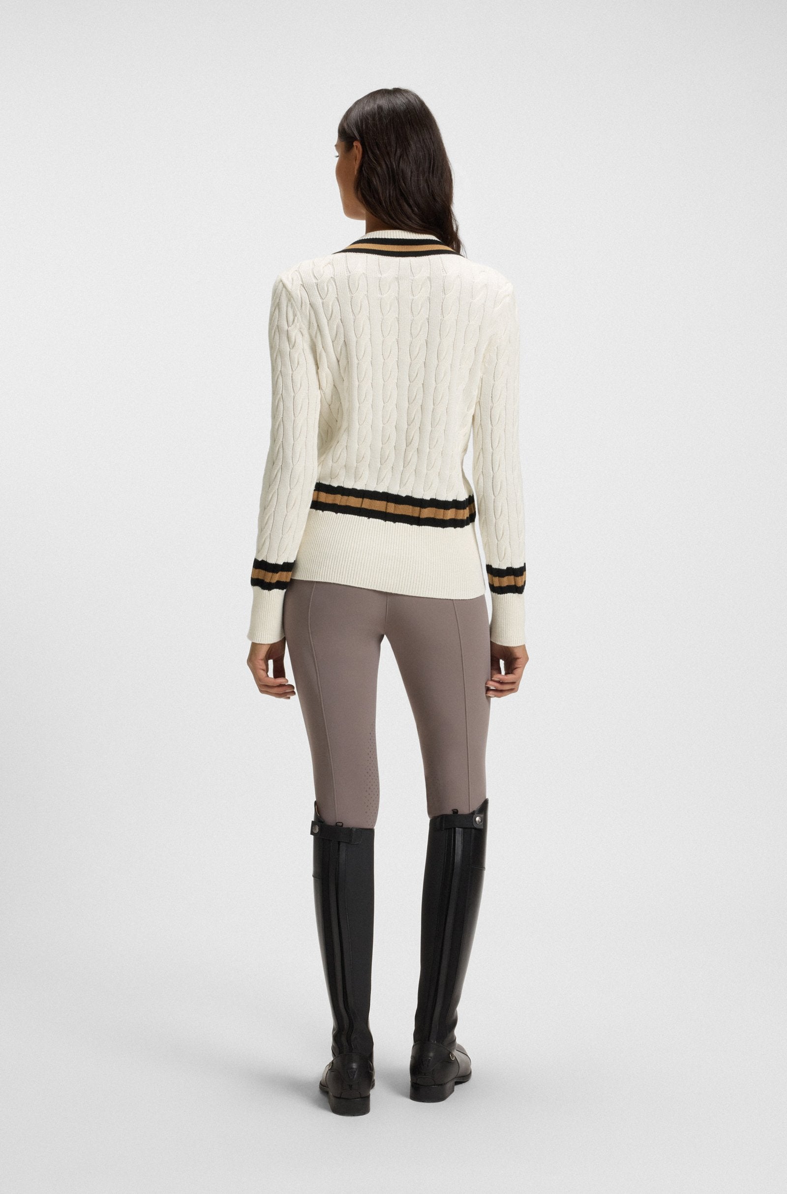 Boss Equestrian Paula V Neck Jumper - Cream