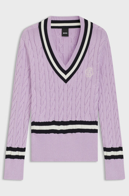Boss Equestrian Paula V Neck Jumper - Orchid