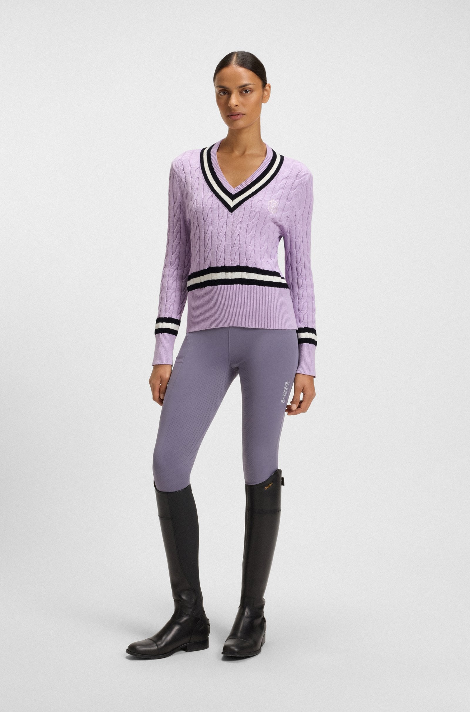 Boss Equestrian Paula V Neck Jumper - Orchid