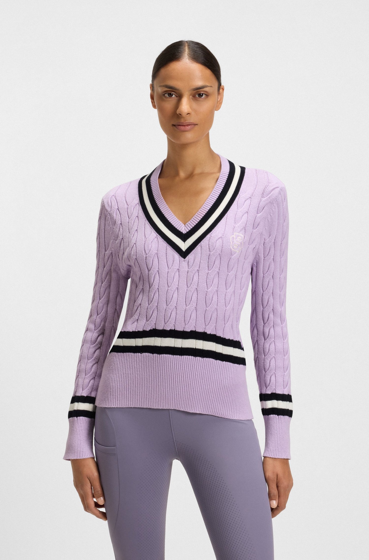 Boss Equestrian Paula V Neck Jumper - Orchid