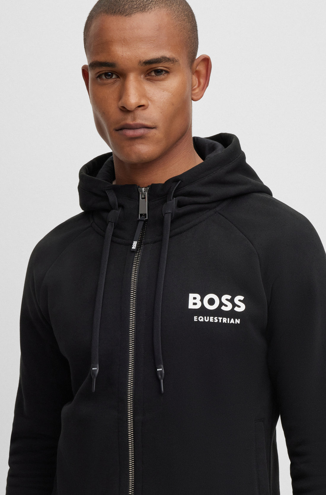 Boss River Black Signature Stripe Zip Sweatshirt
