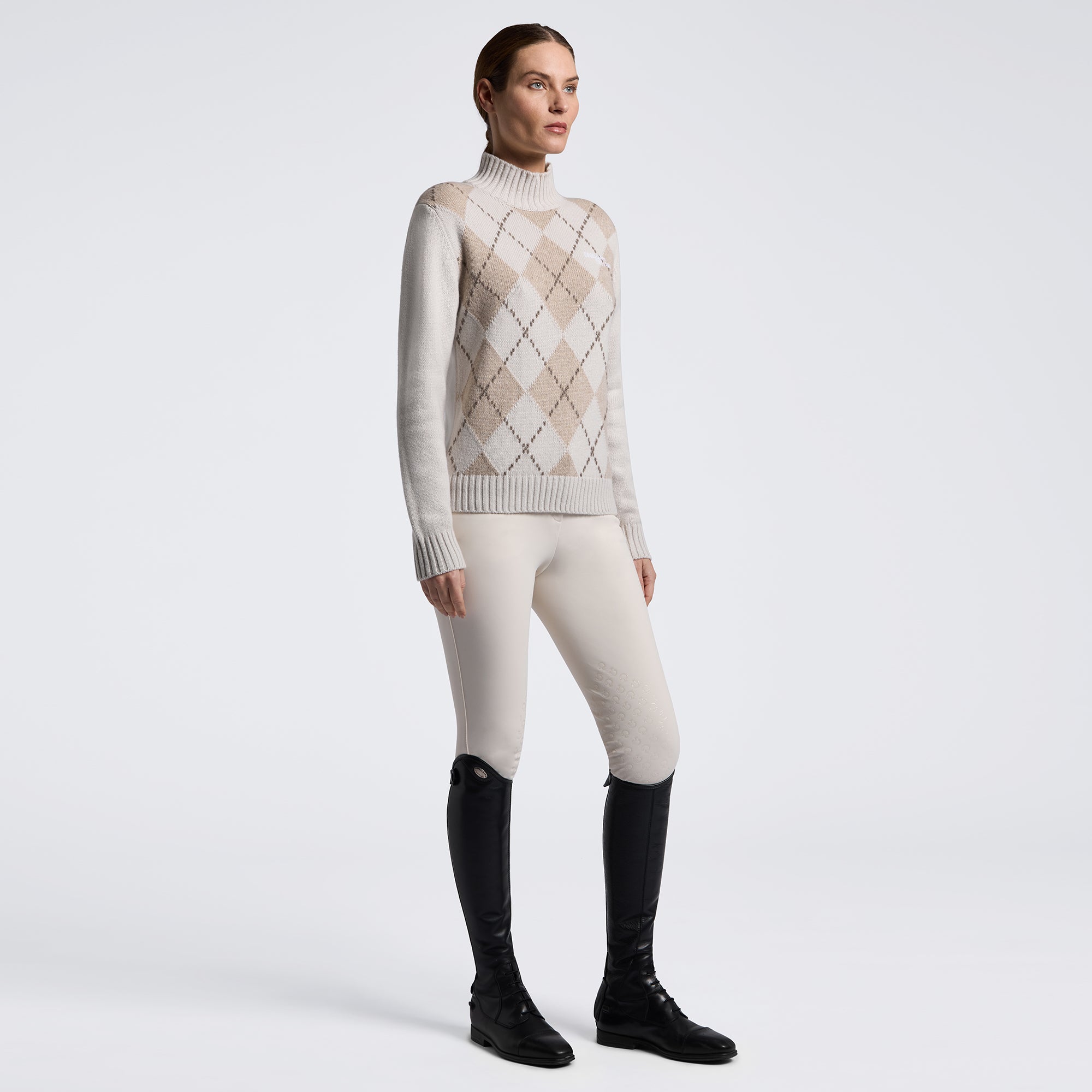 Cavalleria Toscana Diamond Turtle Neck Sweater- Rombi/Rainy Day