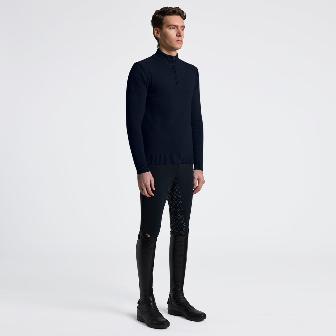 Cavalleria Toscana Mens Pure Wool Half Zip Turtleneck Sweater