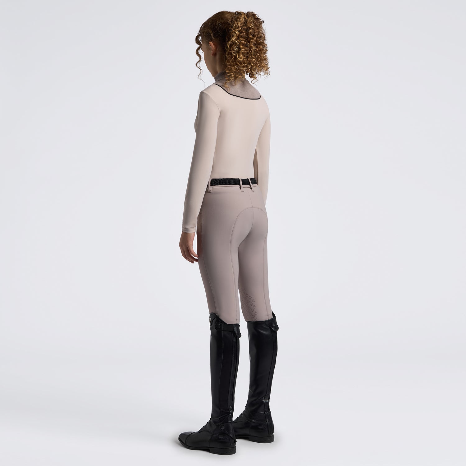 Cavalleria Toscana Girls Fleece Training Top- Rainy Day and Cipria