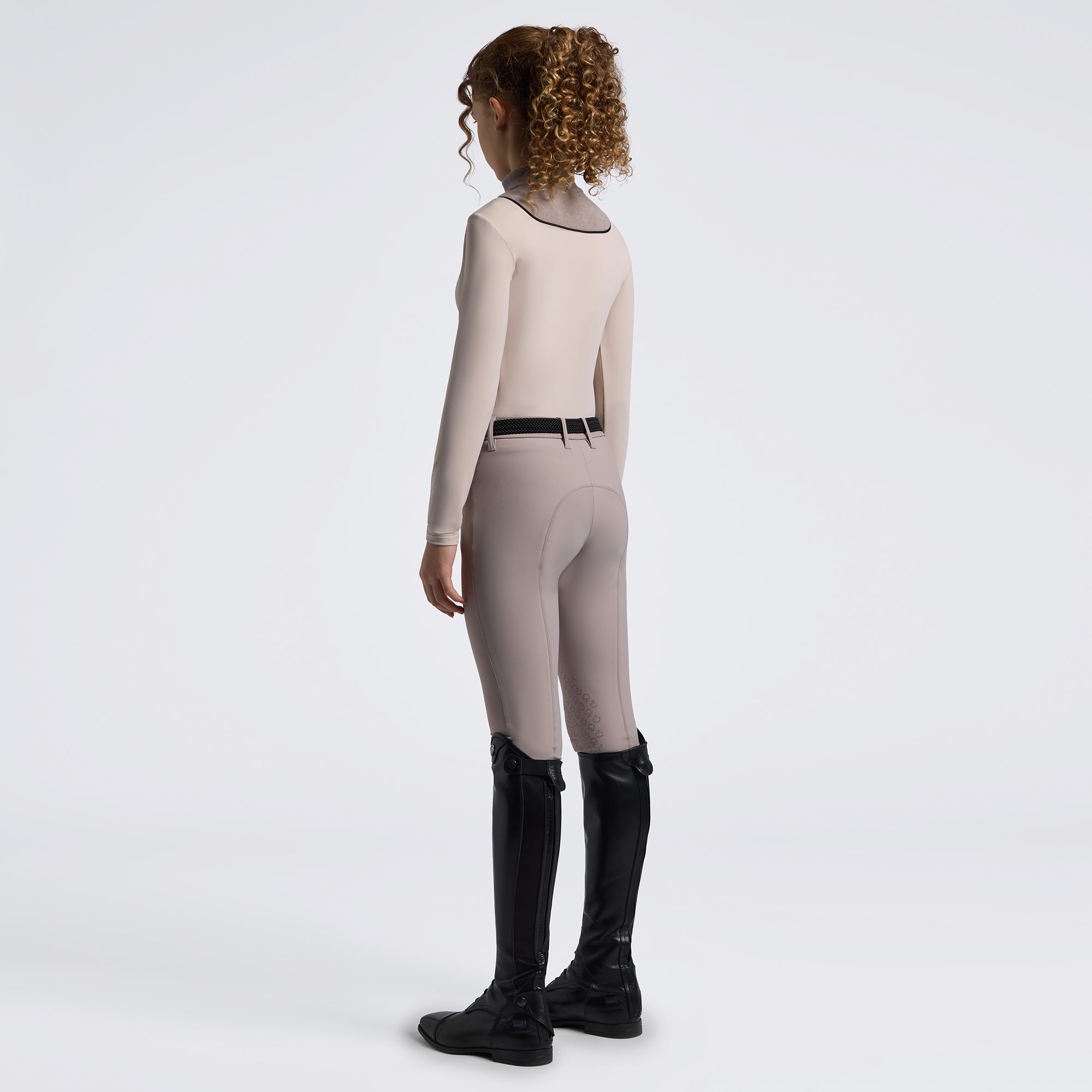 Cavalleria Toscana Girls Fleece Training Top- Rainy Day and Cipria